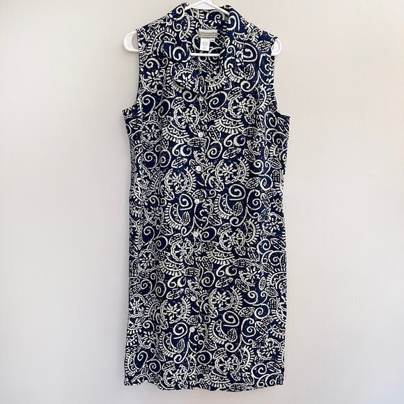 Coldwater Creek Dresses & Skirts - Coldwater Creek Linen Shirt Dress Sleeveless Floral Summer Women 14 Knee Length